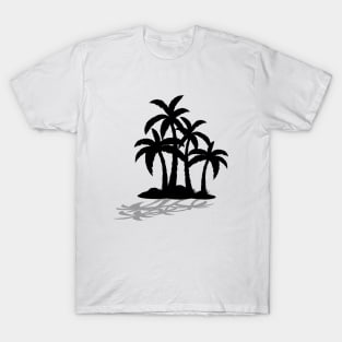 Minimal Black Palm Tree Design T-Shirt